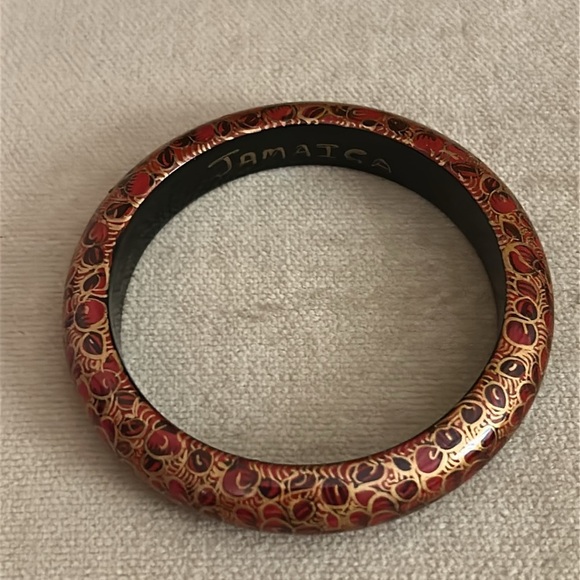 2 Elegant Red and Gold Bracelets with Intricate Patterns - Picture 3 of 6